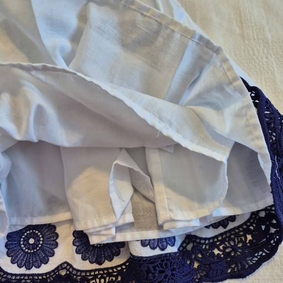 Cynthia Rowley girls size 7 white dress with blue embroidery & lace trim VGUC - Picture 3 of 8